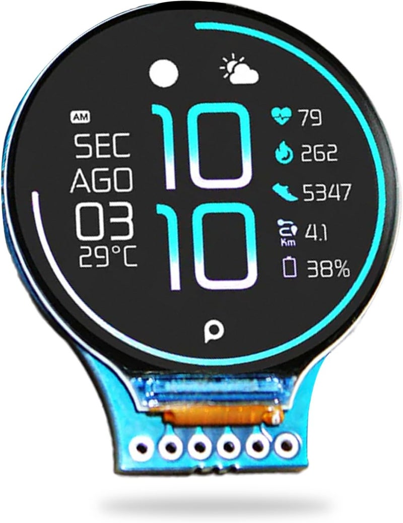 Sb Components RoundyFi - Compact 1.28” Round LCD Display Based on ESP-12E ESP8266 WiFi Transceiver Module 240×240 Resolution Display with GC9A01 Driver and SPI Interface - Image 1
